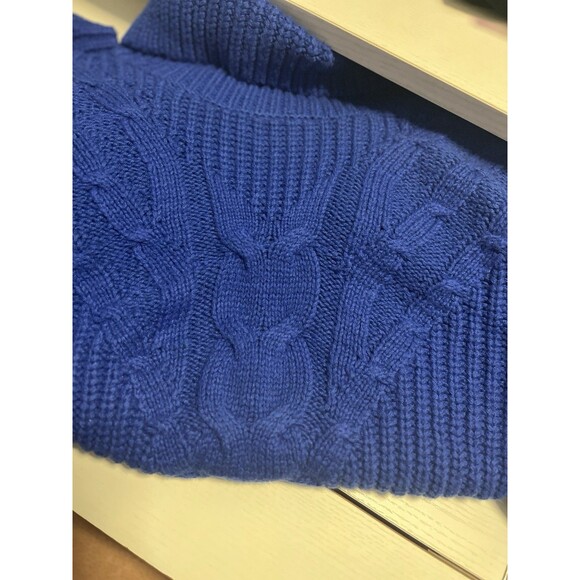 Lands' End Women's Knit Cable Turtleneck Sweater Blue Midweight Sz 2X - Picture 3 of 6